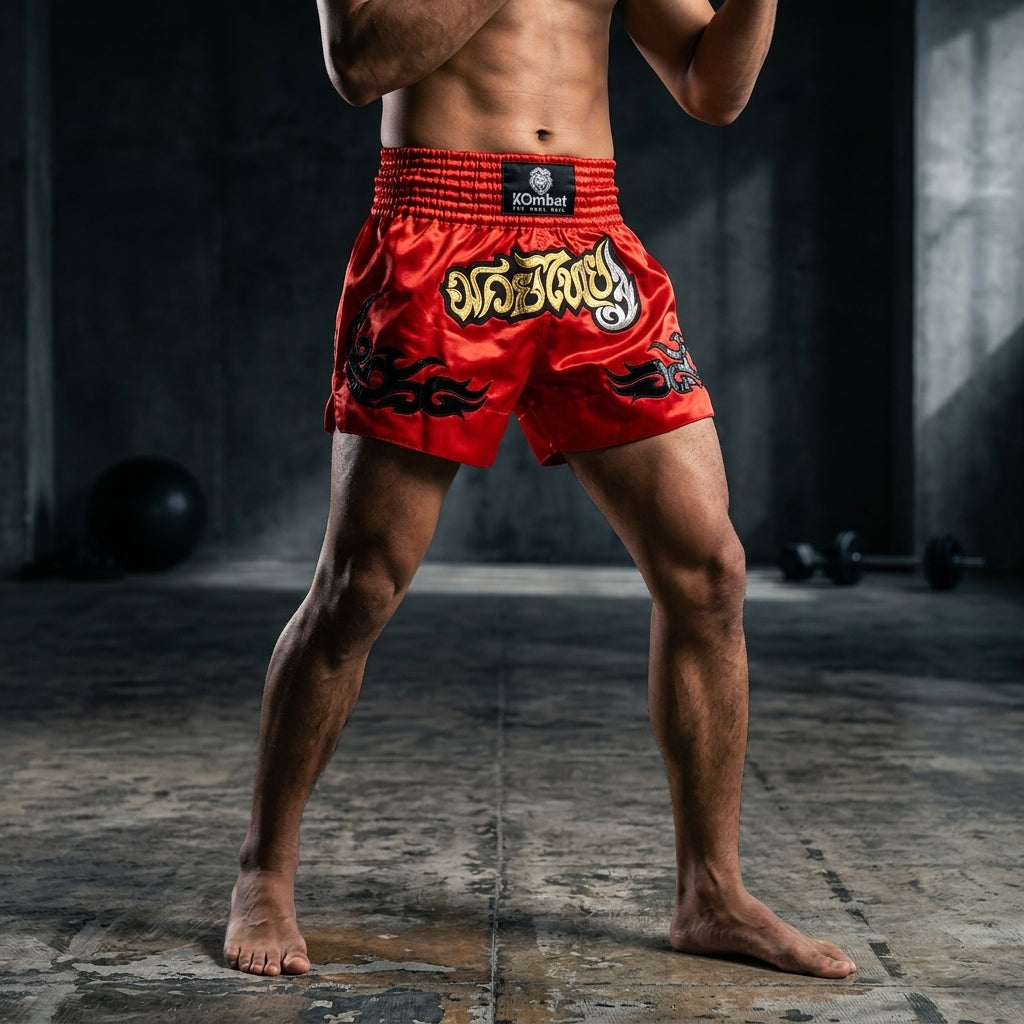 KOMBAT Muay Thai / Kickboxing Shorts – Red Inferno