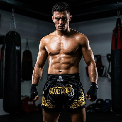 KOMBAT Muay Thai Shorts – Black Gold
