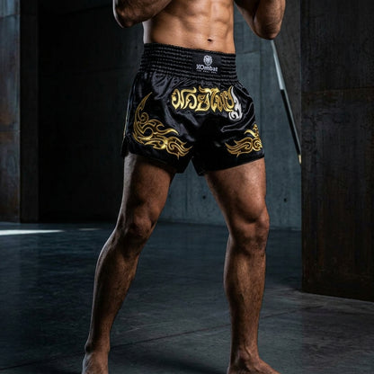 KOMBAT Muay Thai Shorts – Black Gold