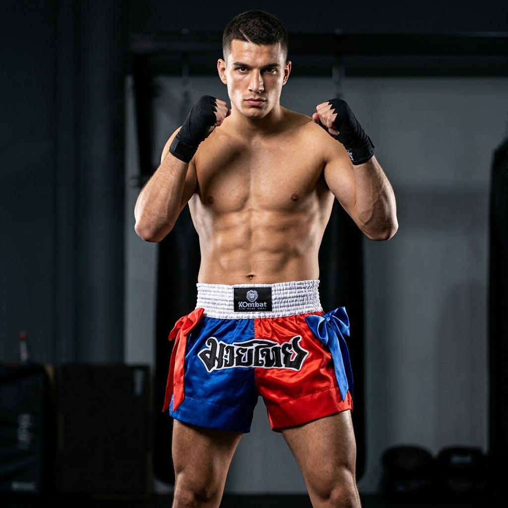 KOMBAT Muay Thai Shorts – Red Blue