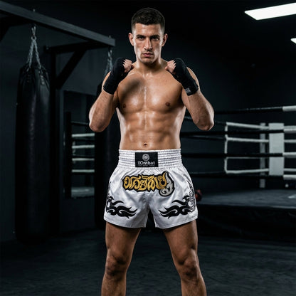 KOMBAT Muay Thai Shorts – Ivory Gold
