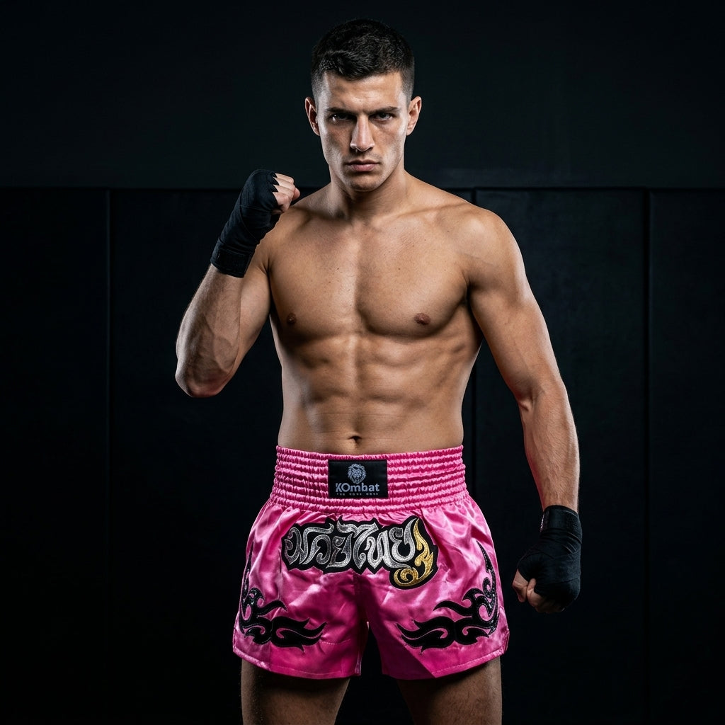 KOMBAT Muay Thai Shorts – Pink Black