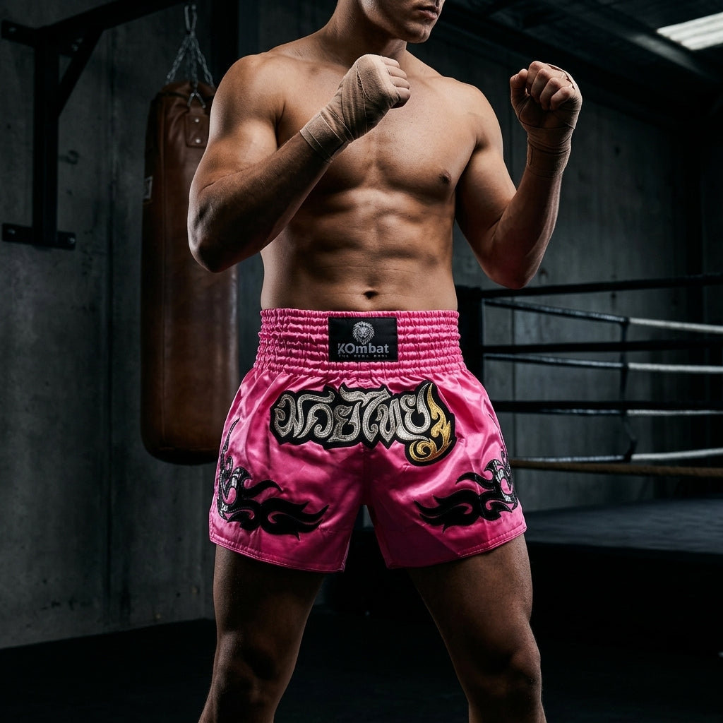KOMBAT Muay Thai Shorts – Pink Black