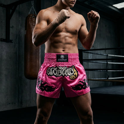 KOMBAT Muay Thai Shorts – Pink Black