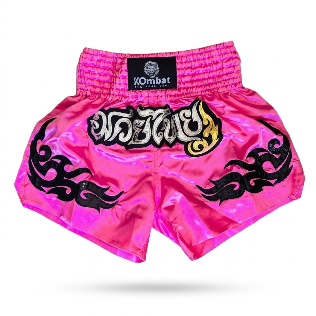 KOMBAT Muay Thai Shorts – Pink Black