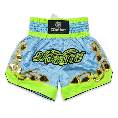 KOMBAT Muay Thai Shorts – Silver Neon