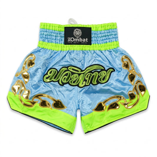 KOMBAT Muay Thai Shorts – Silver Neon